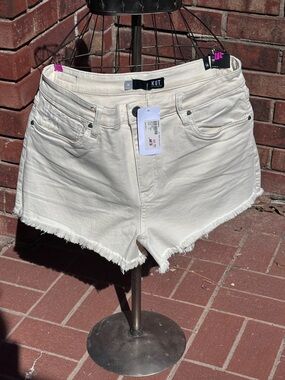 Kut from the Kloth White Frayed Hem Denim Shorts 14, Jane